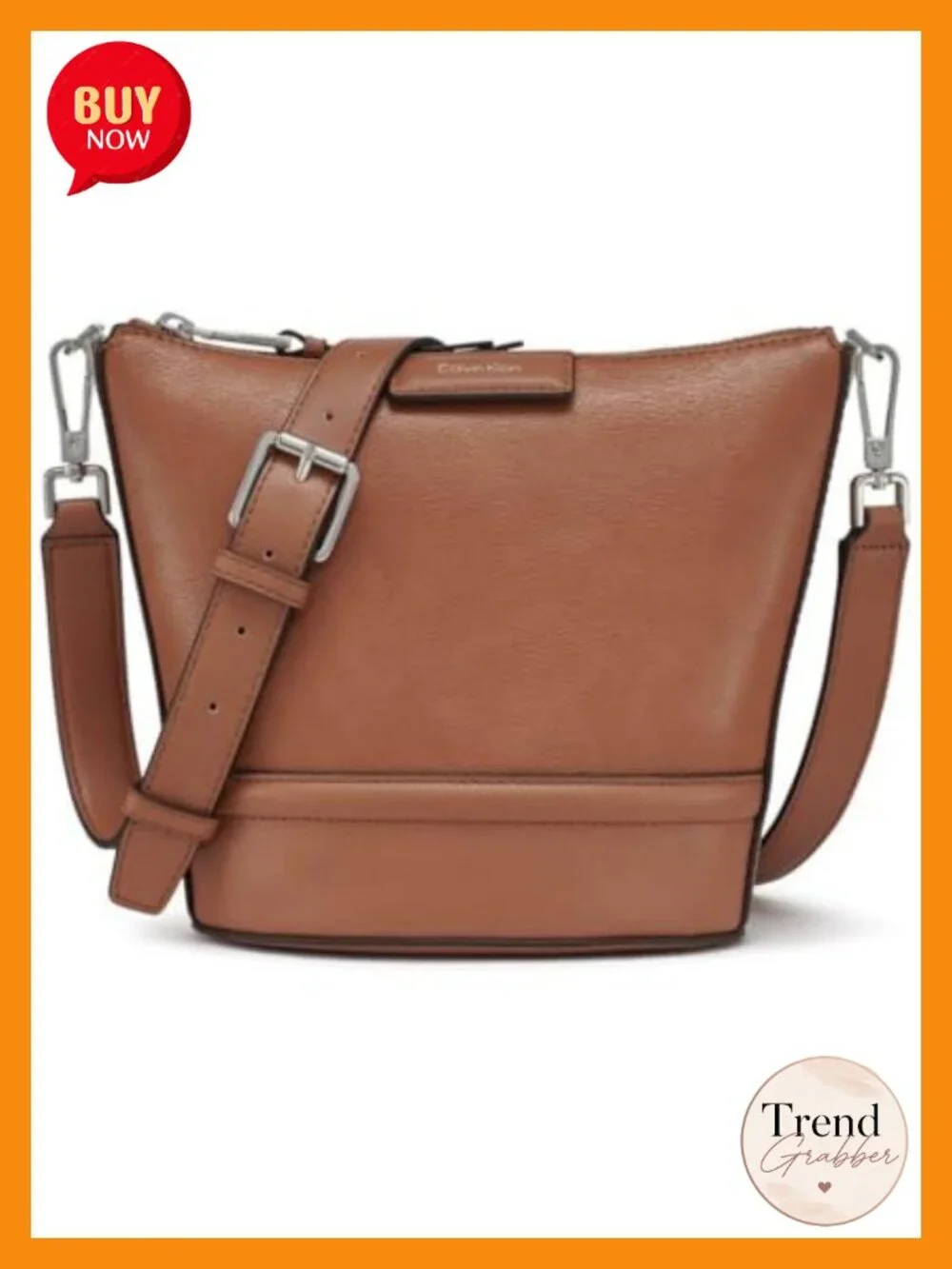 Vegan Leather Crossbody Bag with Zip and Slip Pockets